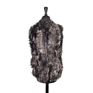 WOLFIE Shearling Lamb Vest XS Oversized Made in Canada Standup Collar Lined